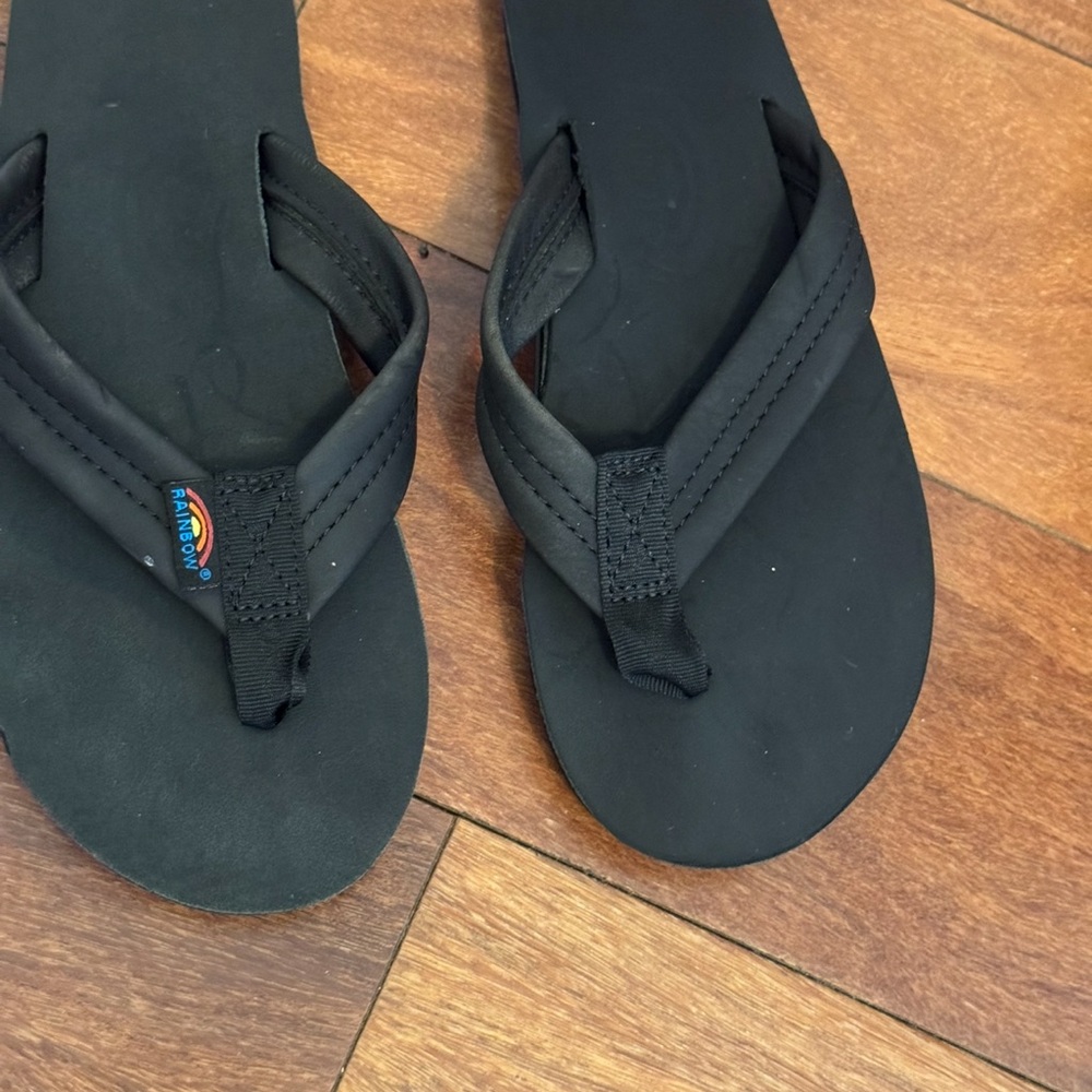 Rainbow Black Flip Flops